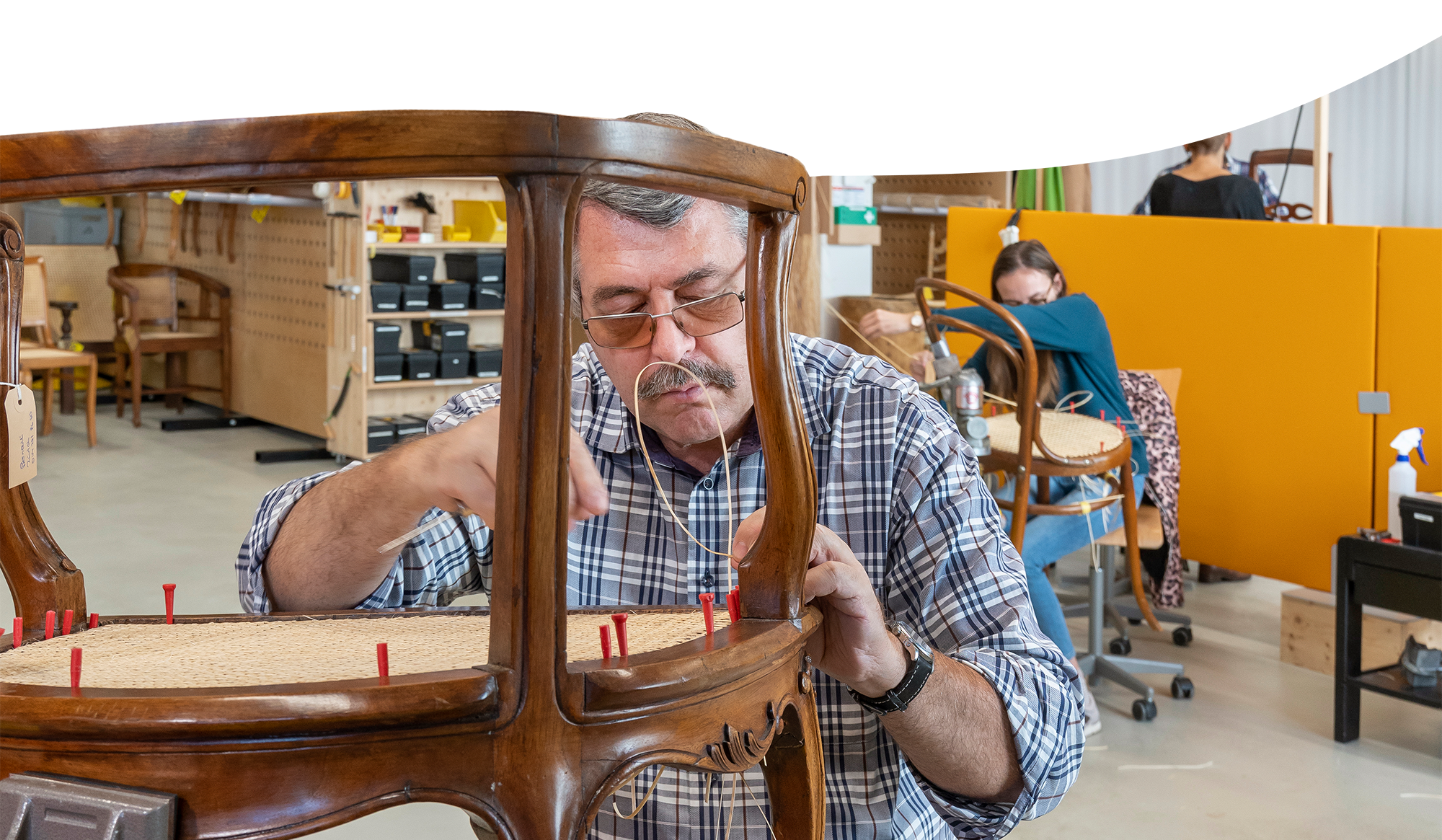 Photographie de l'atelier de vannerie St. Jakob Zurich